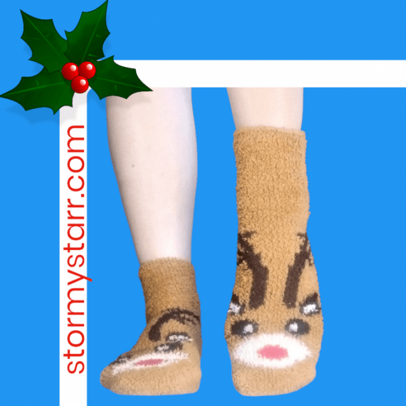 Fluffy Rudolph Socks