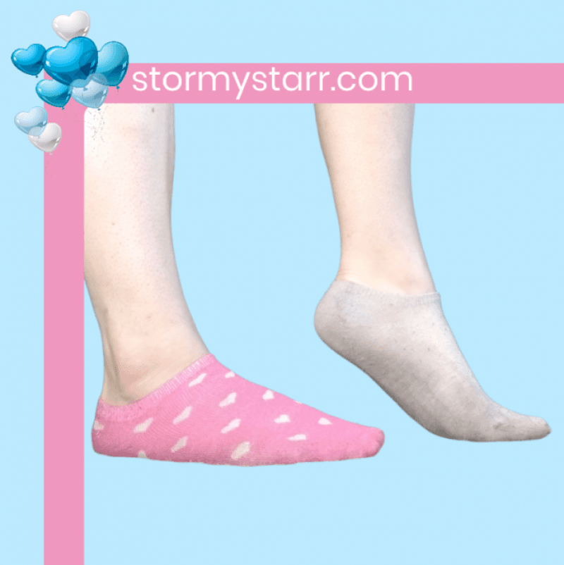 Mismatched Pink and White Socks