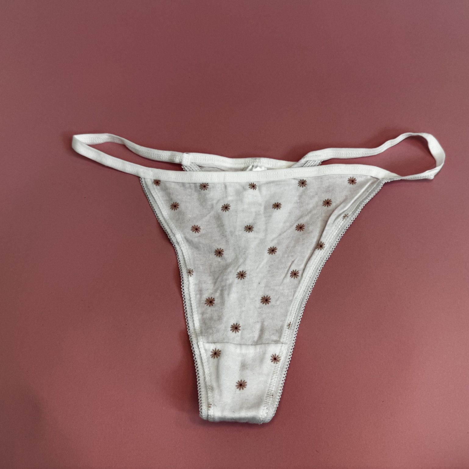 White Mini Flower Thin Thong