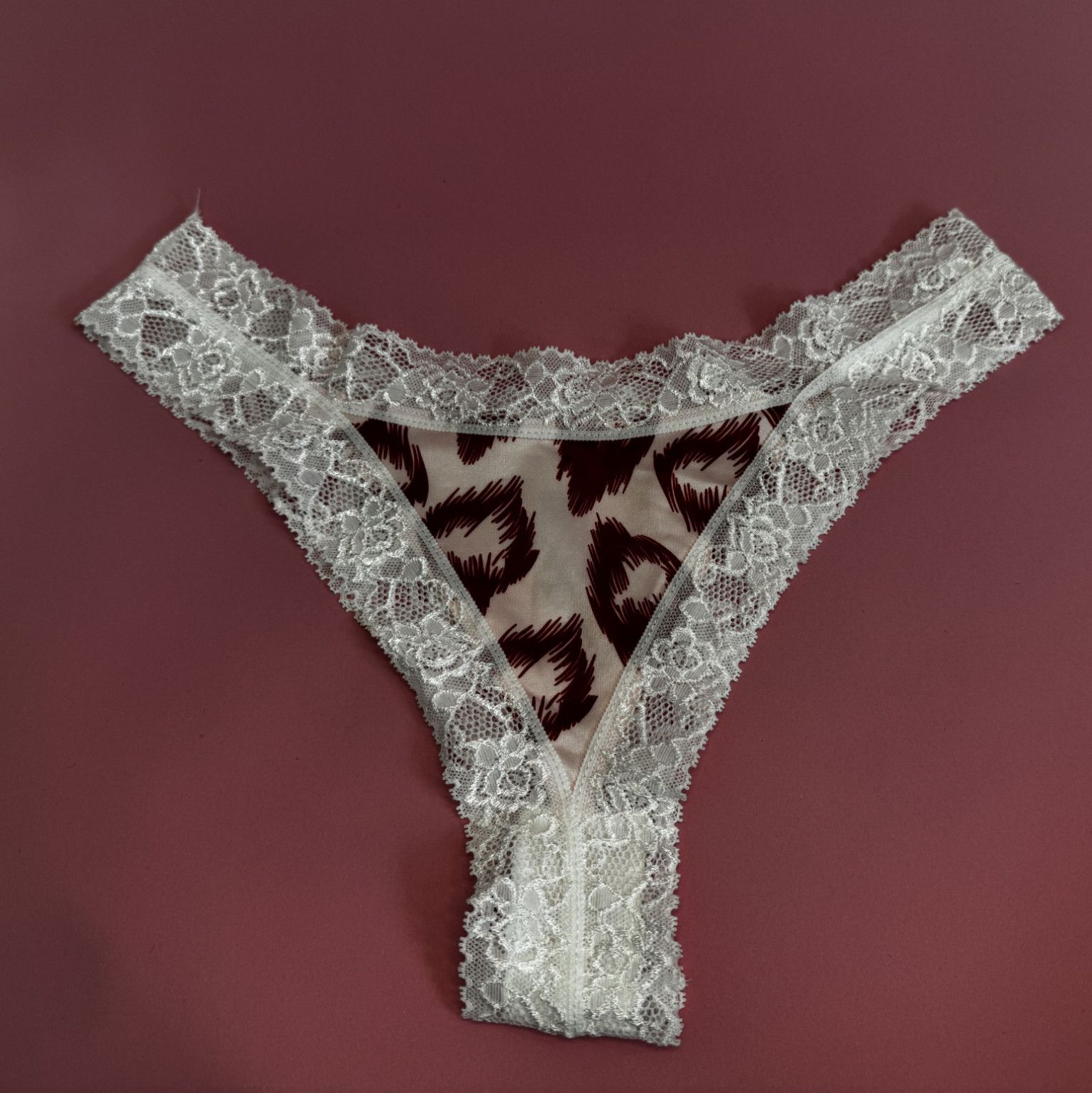 White Brown Leopard Thong