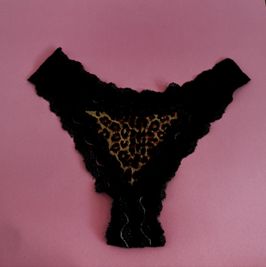 Black Lace Leopard Thong