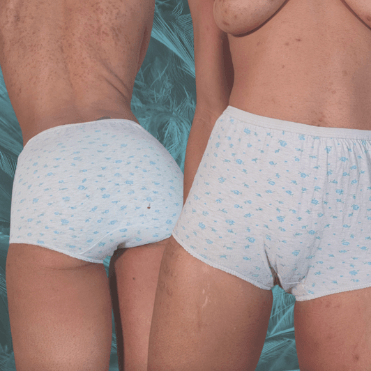 High Waist Blue And White Floral Panties