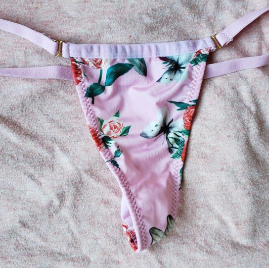 Floral Butterfly Print Thong