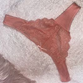 Pink Lacy WORN Thong Panties