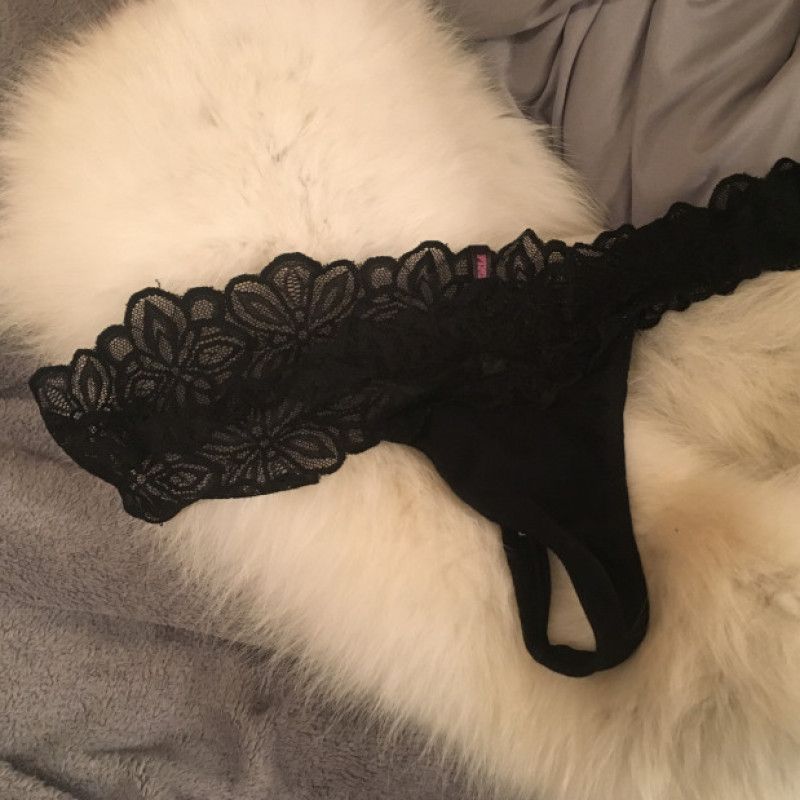 Black Victoria Secret Lace Floral Thong