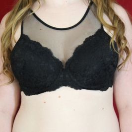 Black Mesh Highneck Bra