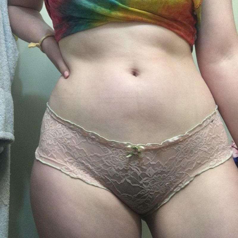 Pale pink lace panties