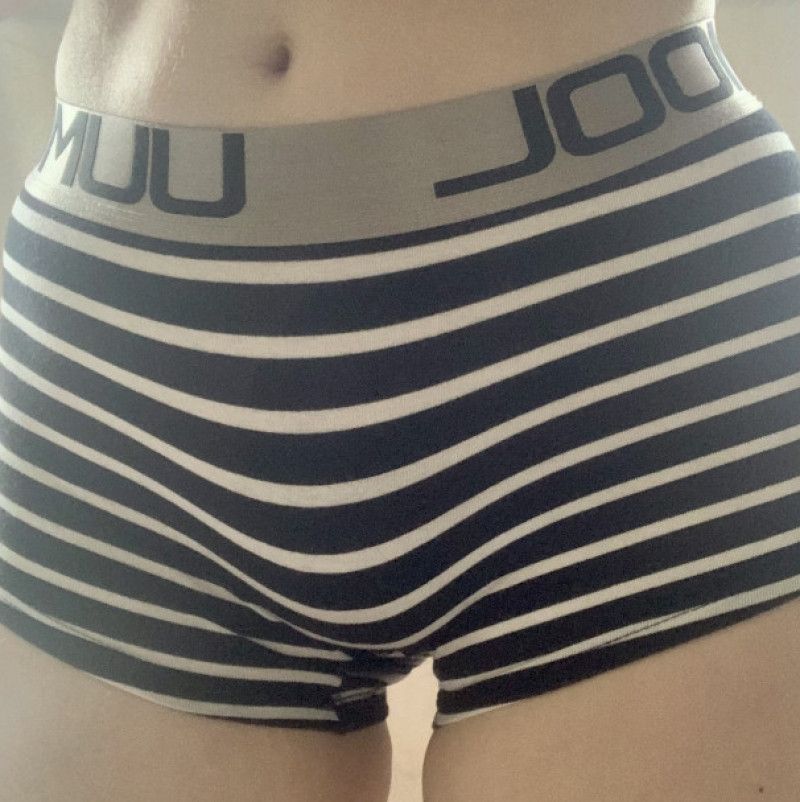 Black and white striped boxer briefs