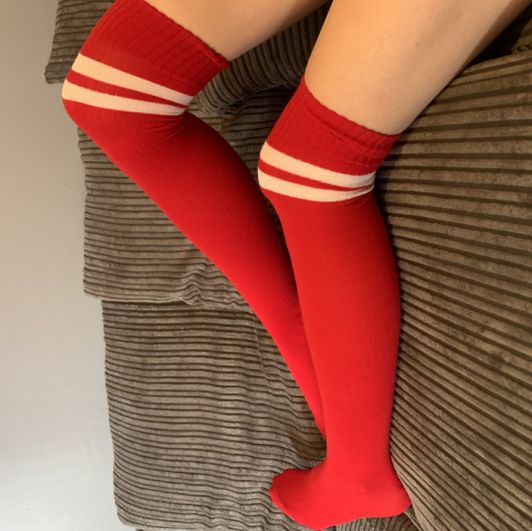Long thick red socks