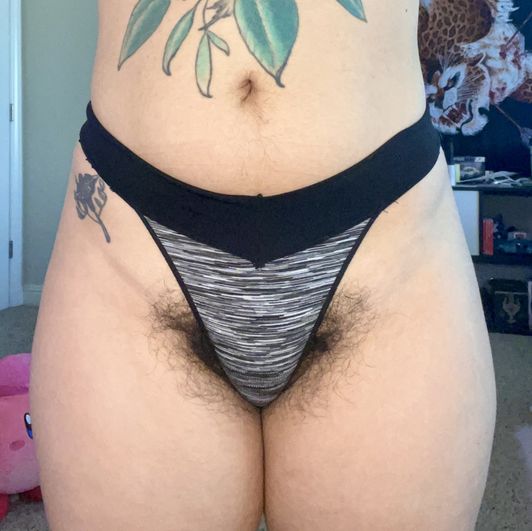 Cotton Gray and Black Thong