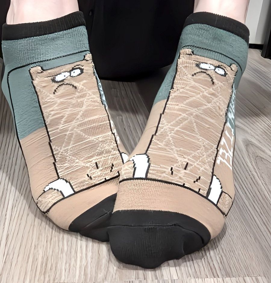 Green Brown And Black Stinky Cartoon Socks