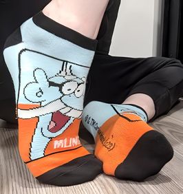 Blue Orange And Black Stinky Cartoon Socks