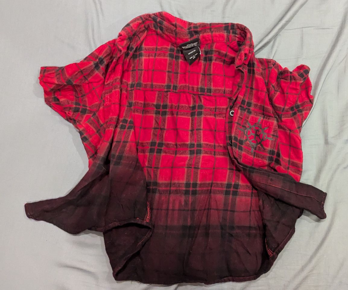 Red Video Game Crop Top Plaid Shirt