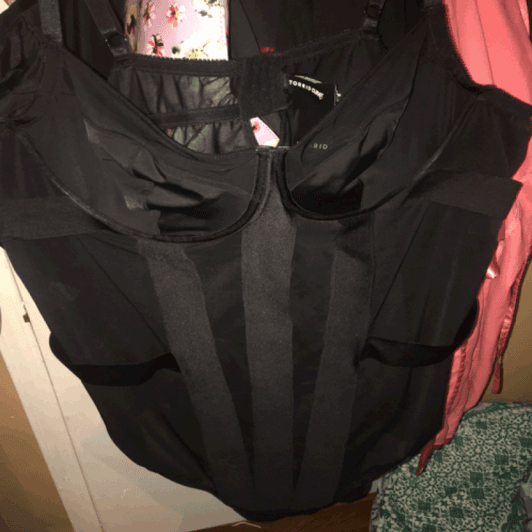 Black Striped Mesh Bodysuit Size 30