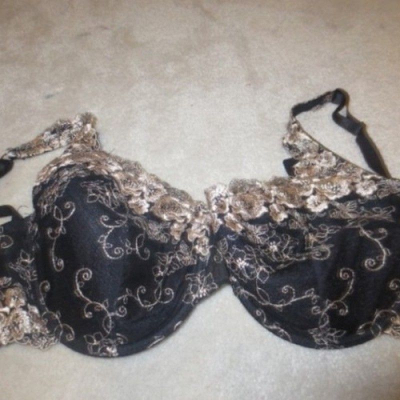 TAYLOR STEVENS GOLD AND BLACK LACE BRA