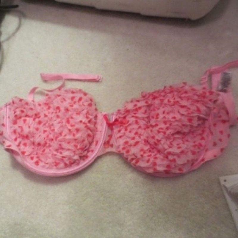 PINK WITH HEARTS RUFFLE LACE BRA