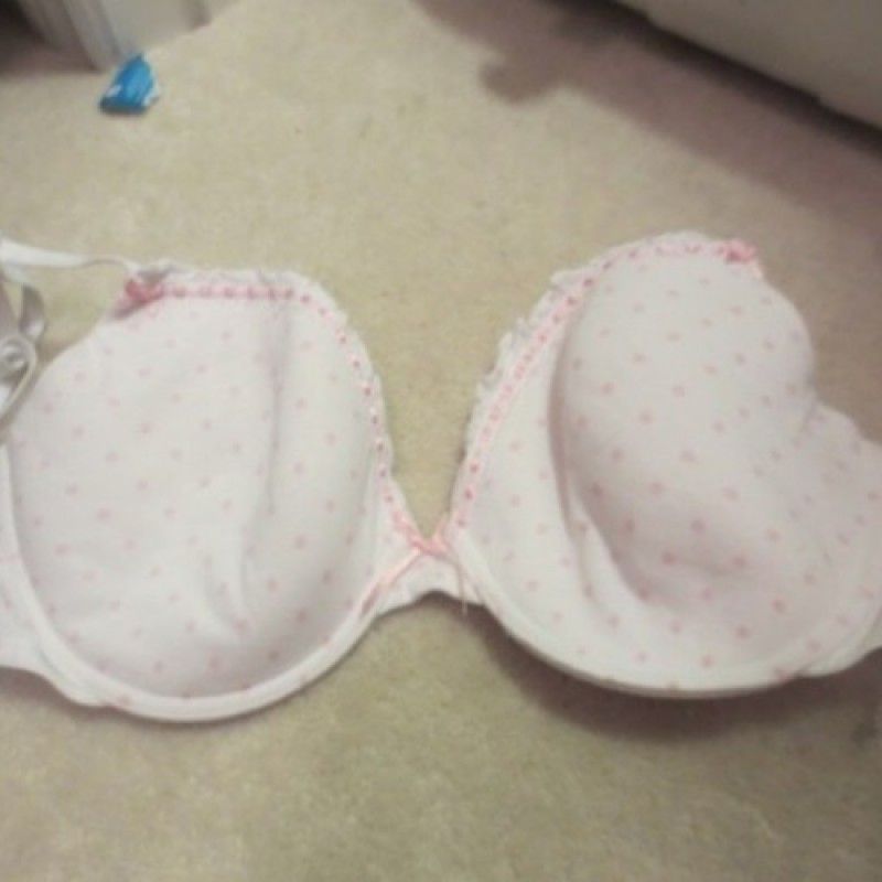 DAISY BOWTIE WHITE PINK POLKA DOT BRA