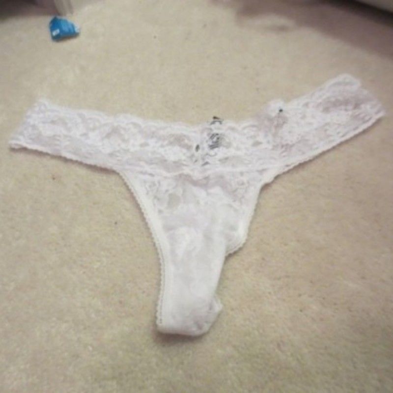 WHITE VICTORIA SECRET THONG LACE PANTIES