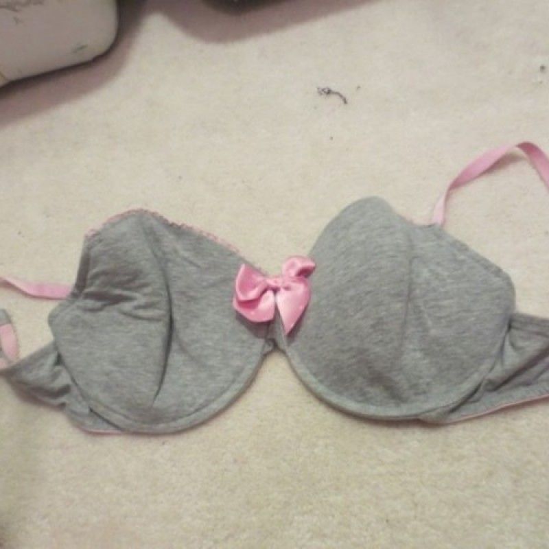 PINK AND GREY BOWTIE SOFT CUP BRA