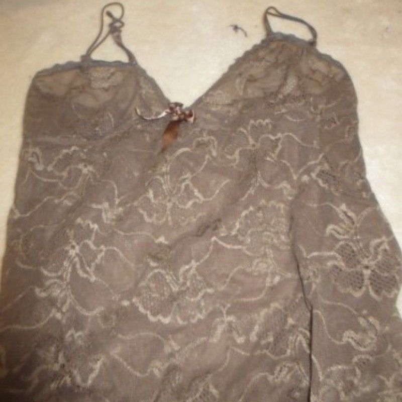 WORN CREME BROWN SEXY LACE NEGLIGEE