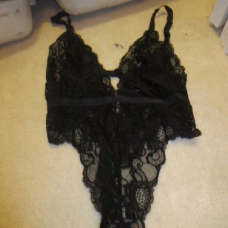 CUM STAINED 1 PIECE LACE THONG LINGERIE