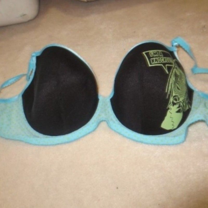 BLUE AND BLACK BRA WORN