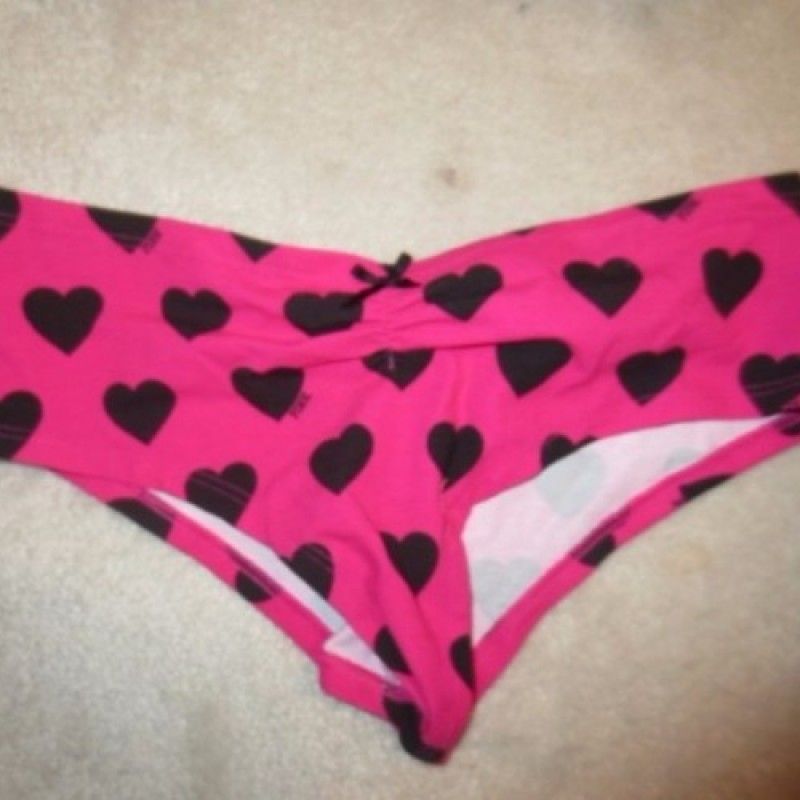 PINK PANTIES WITH BLACK HEARTS