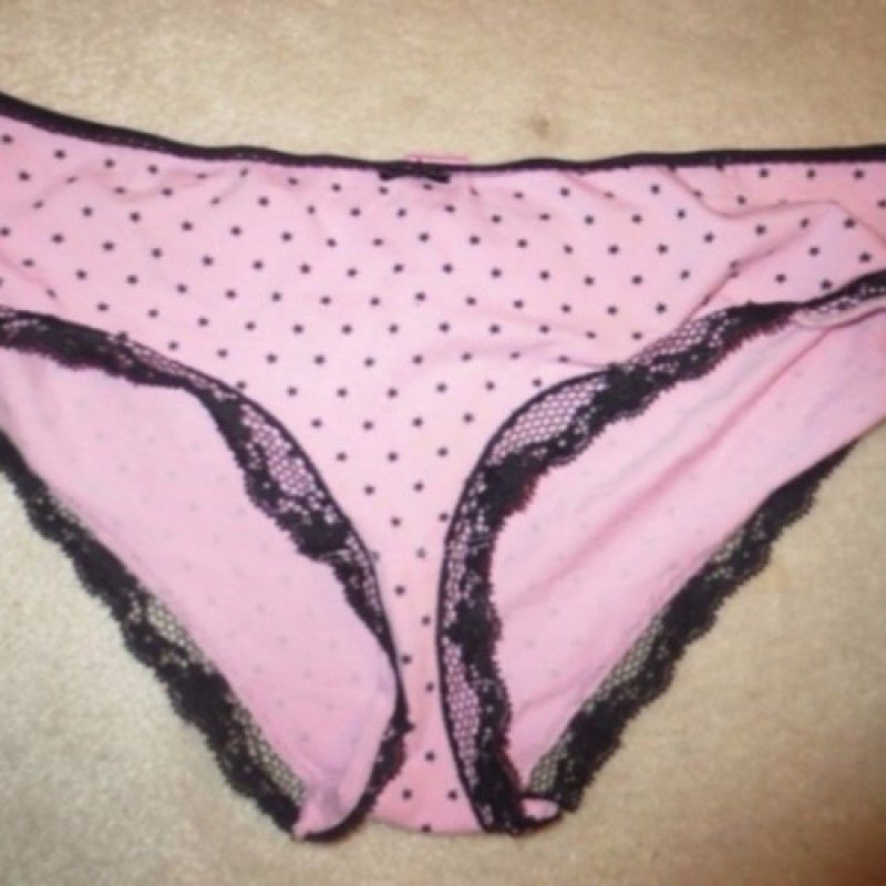 PINK AND BLACK POLKA DOT LACE PANTIES