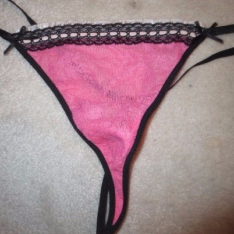 PINK TONG WITH BLACK LACE AND TRIM