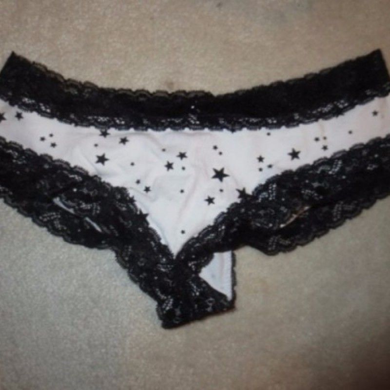 BLACK WHITE LACE PANTIES STAR POLKA DOTS