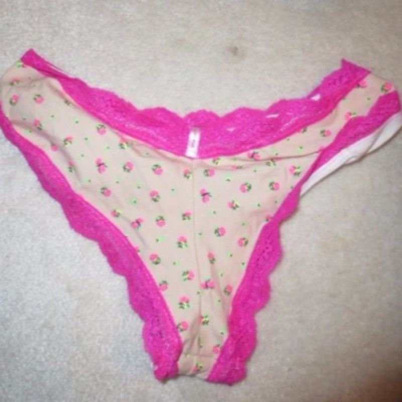 TAN PANTIES WITH FUSCHIA TRIM LACE