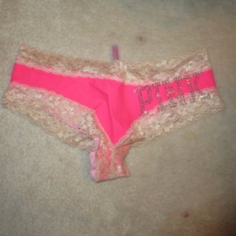 PINK PANTIES WITH STAIN LACE