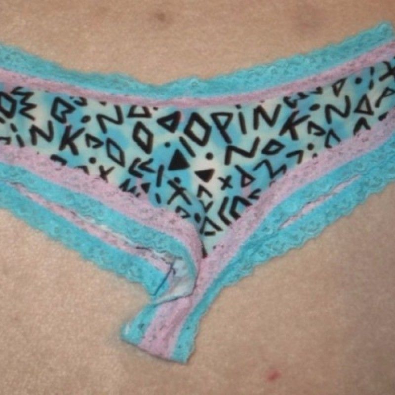 BLUE PINK LACE PANTIES WITH GRAFFITTI