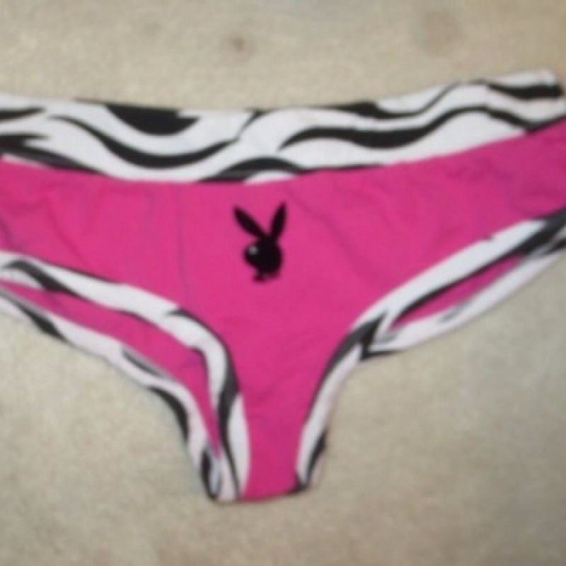 PINK WHITE AND BLACK PLAYBOY PANTIES