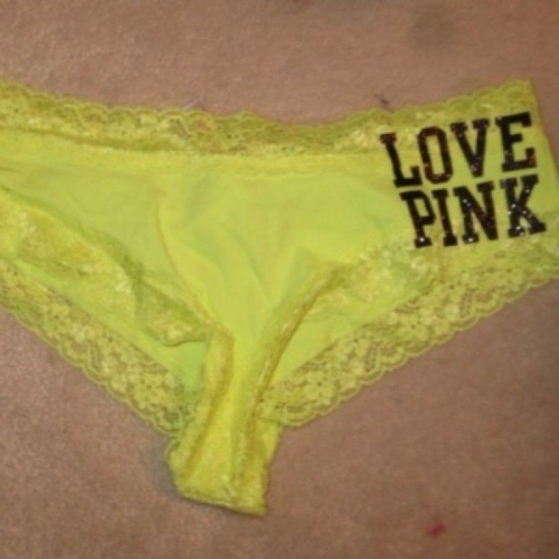 PINK LOVE YELLOW LACE PANTIES