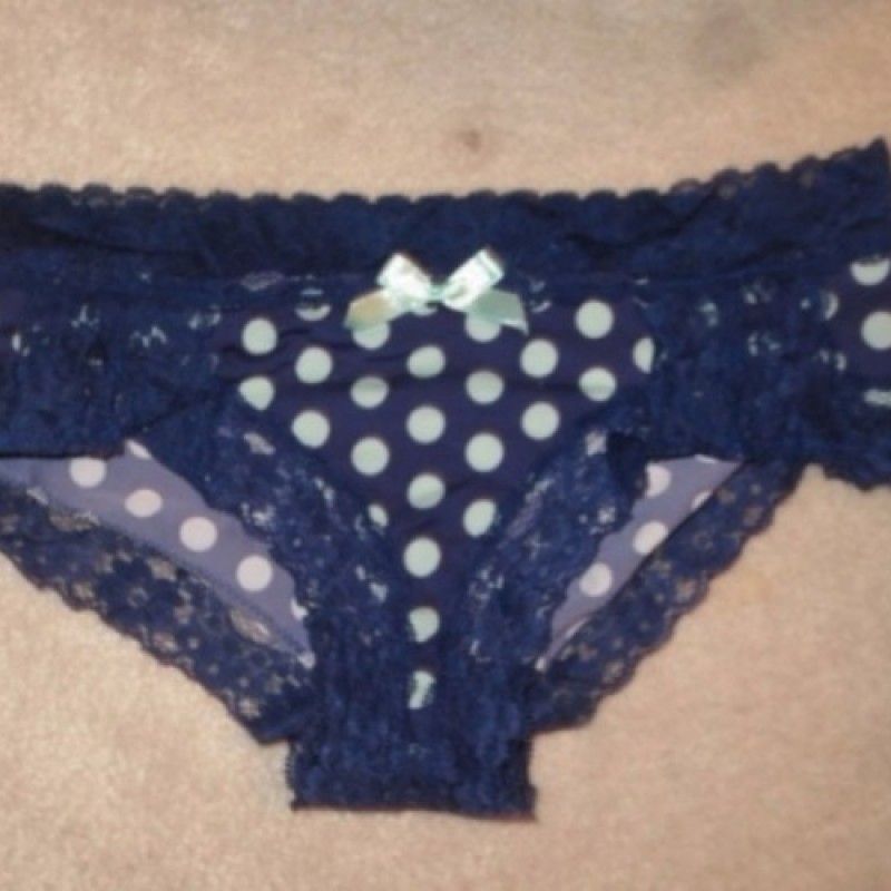 BLUE POLKA DOT PANTIES WITH RIBBON