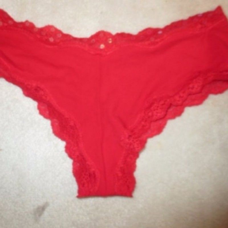 RED SATIN LACE PANTIES