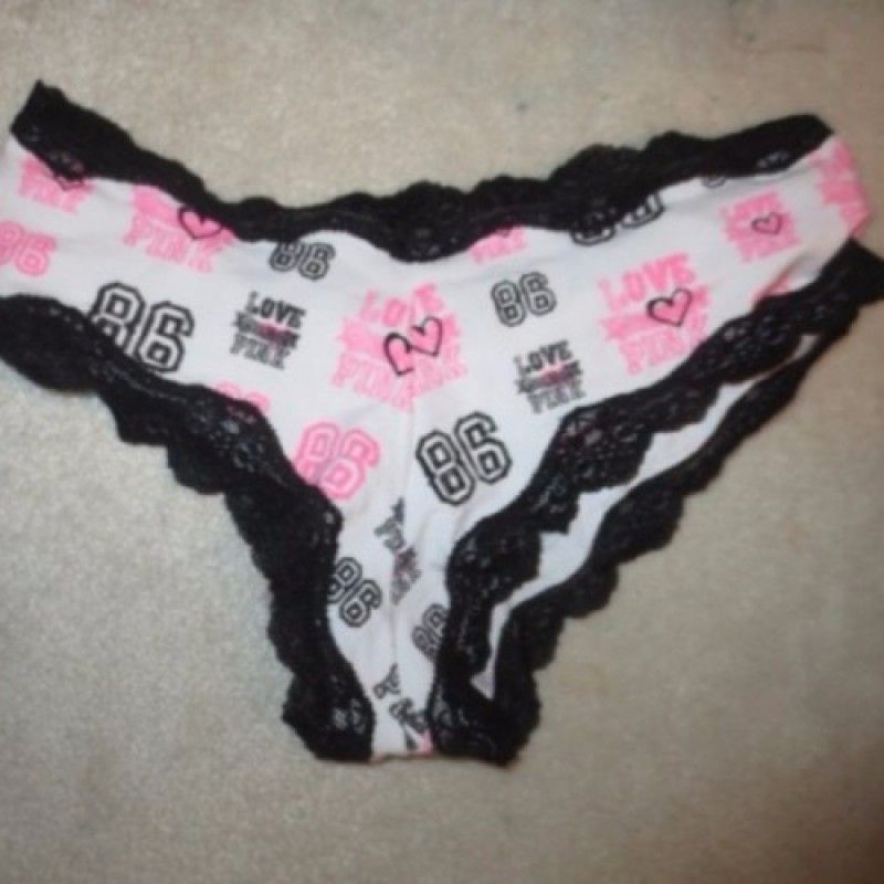 BLACK WHITE AND PINK 86 LACE PANTIES