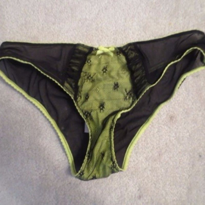 GREEN AND BLACK SATIN PANTIES