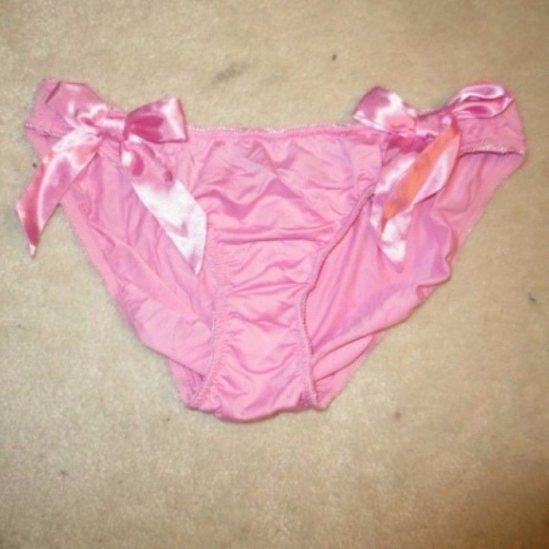 PINK SATIN LACE PANTIES WITH RIBBONS