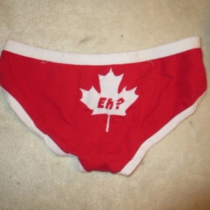 MAPLE LEAF RED AND WHITE PANTIES WITH EH