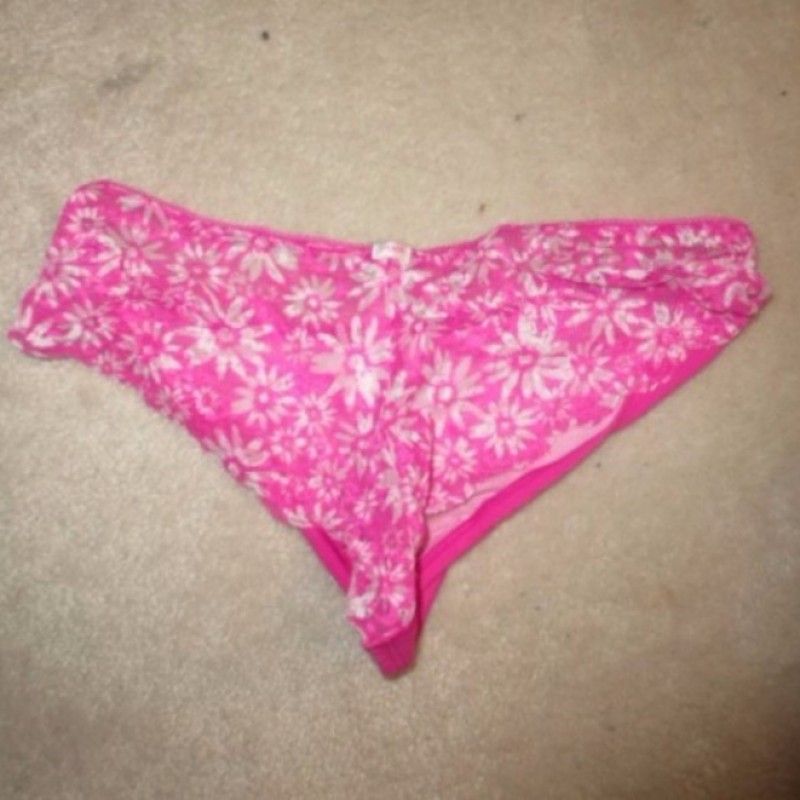 PINK SATIN PANTIES WITH FLORETS