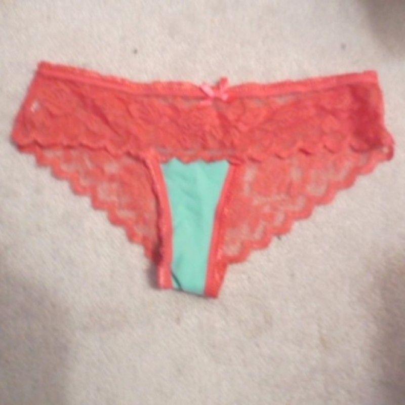 ORANGE AND TEAL LACE PANTIES