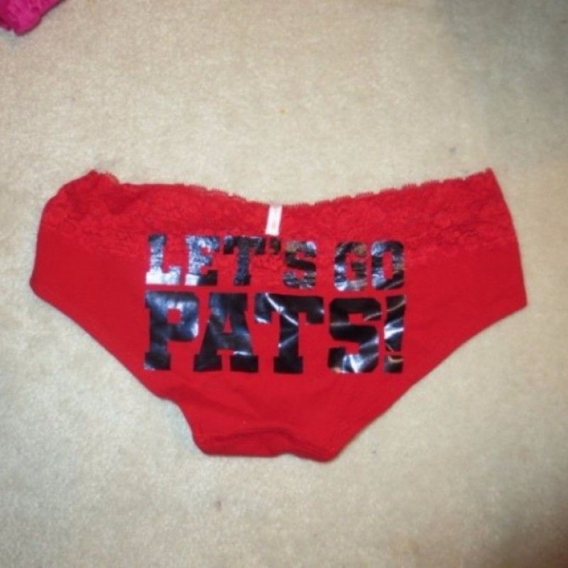 LETS GO PATS RED LACE PANTIES