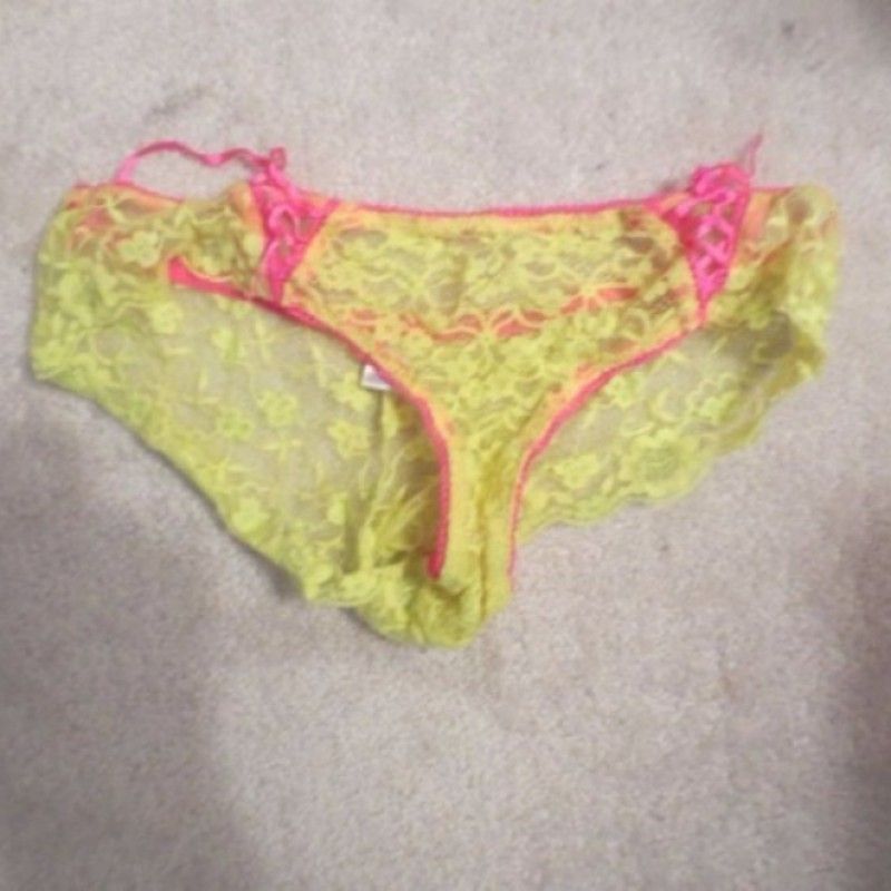 PINK AND YELLOW SHEER LACE PANTIES