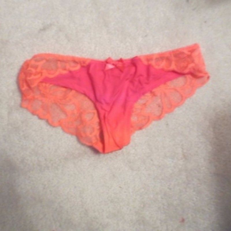 CORAL AND PINK SHEER LACE PANTIES