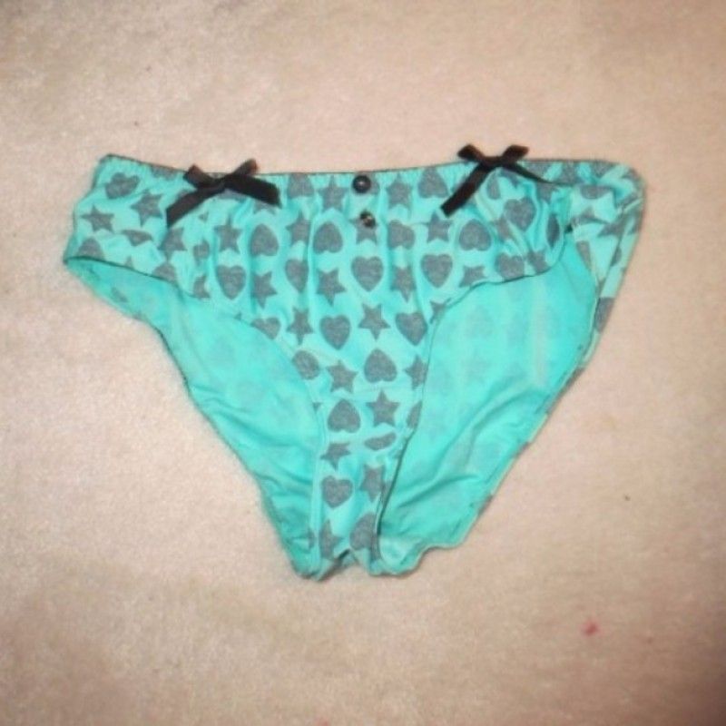 TEAL PANTIES WITH HEARTS AND STARS