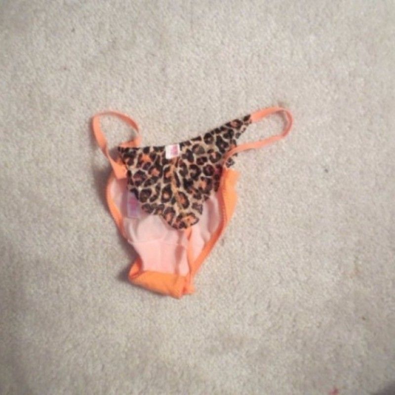 ORANGE AND LEOPARD PRINT THONG