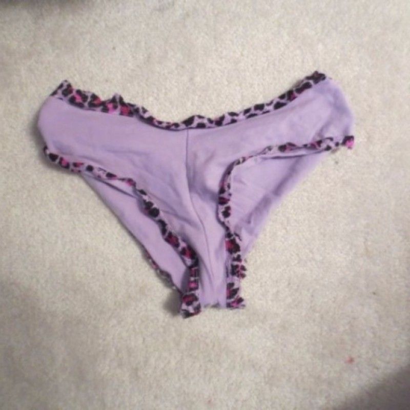 LILAC PANTIES WITH LEOPARD PRINT TRIM