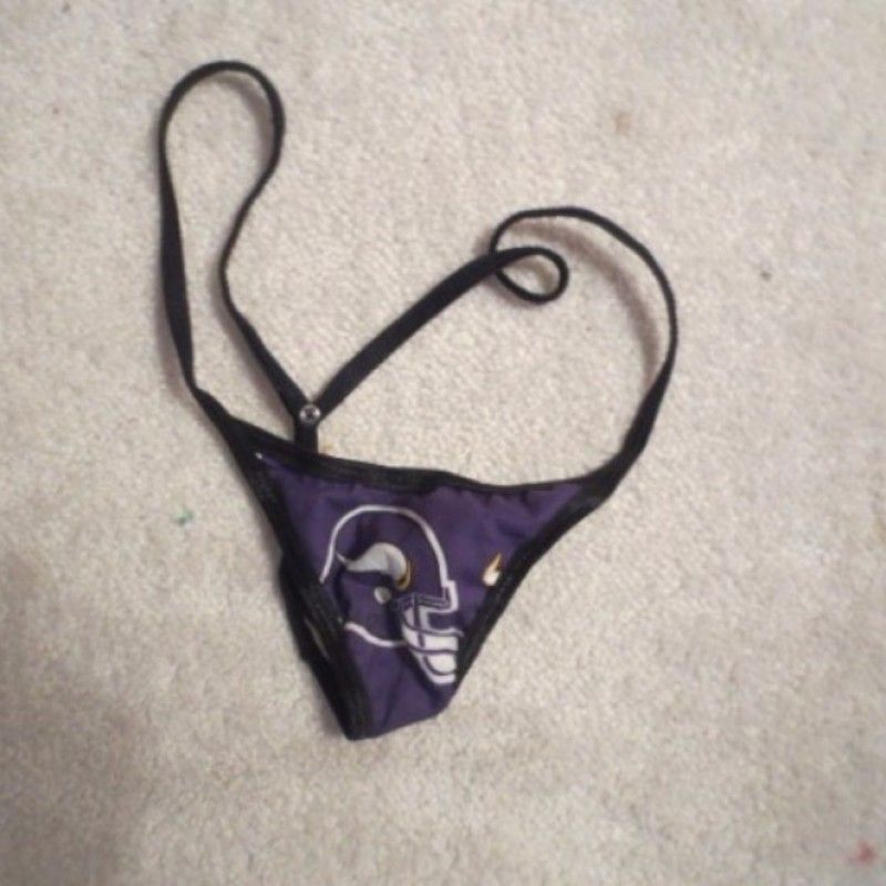 PURPLE AND BLACK VIKINGS THONG